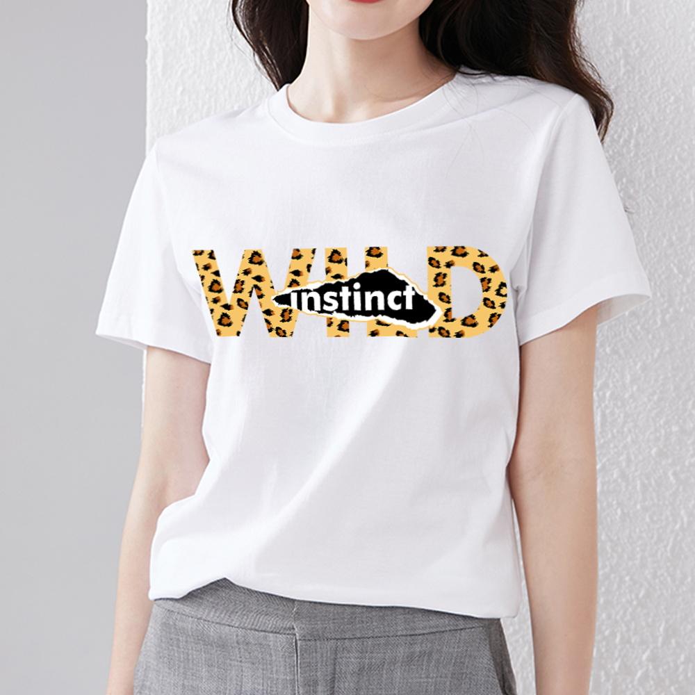 Классическая футболка Street Trend, тонкий женский универсальный универсальный топ с тигровым леопардовым принтом, повседневный удобный дышащий топ с короткими рукавами и круглым вырезом