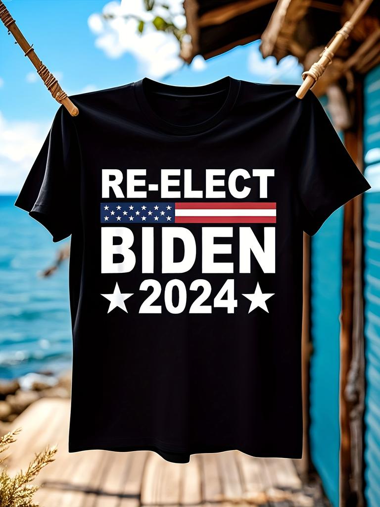 Biden 2024 Campaign Tshirt - American Flag Graphic Politi...
