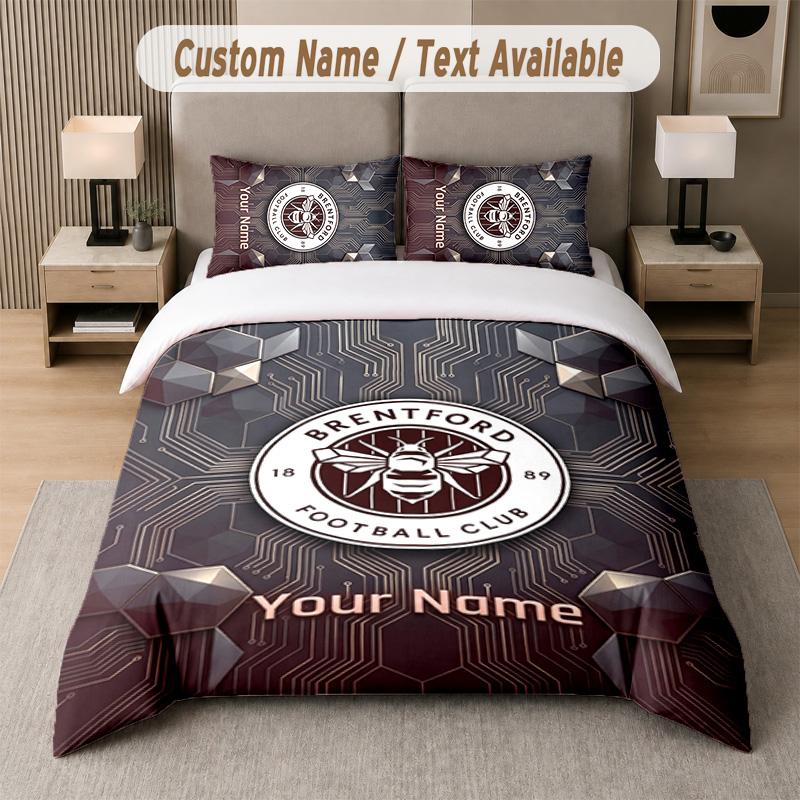 Brentford Football Design Bedding Set Custom Text 1 Duvet Cover & 2 Pillow Cases