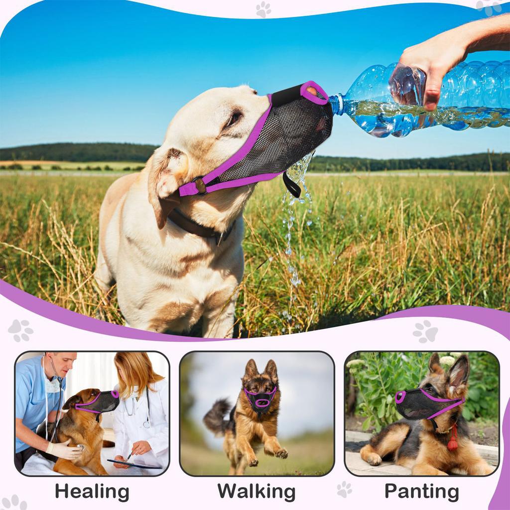 Намордник для собак - Мягкий сетчатый намордник для больших, средних и маленьких собак - Дизайн с передним отверстием, дышащий, регулируемый, кусающий и очищающий, собачья пасть