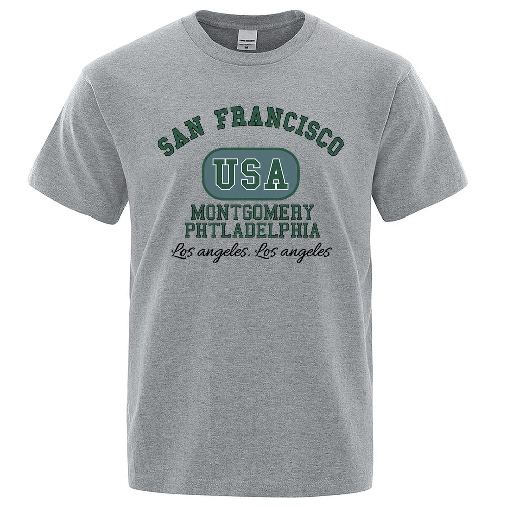 Футболки San Francisco Usa Montgomery Philadelphia Мужская хлопковая футболка Свободная футболка Одежда Повседневная одежда Уличная одежда