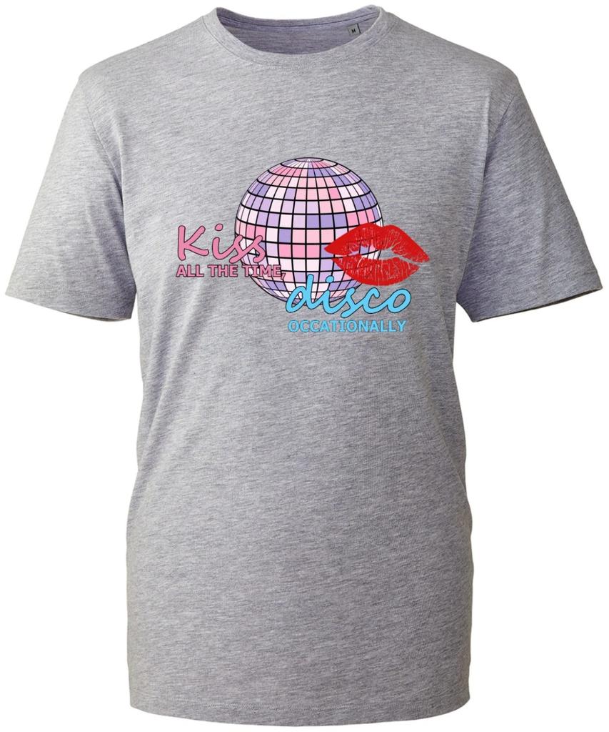 Kiss All The Time Disco Occasionally Retro Disco Tshirt Pure Cotton Couple Summer Streetwear Shirt oversized t shirt y2k top