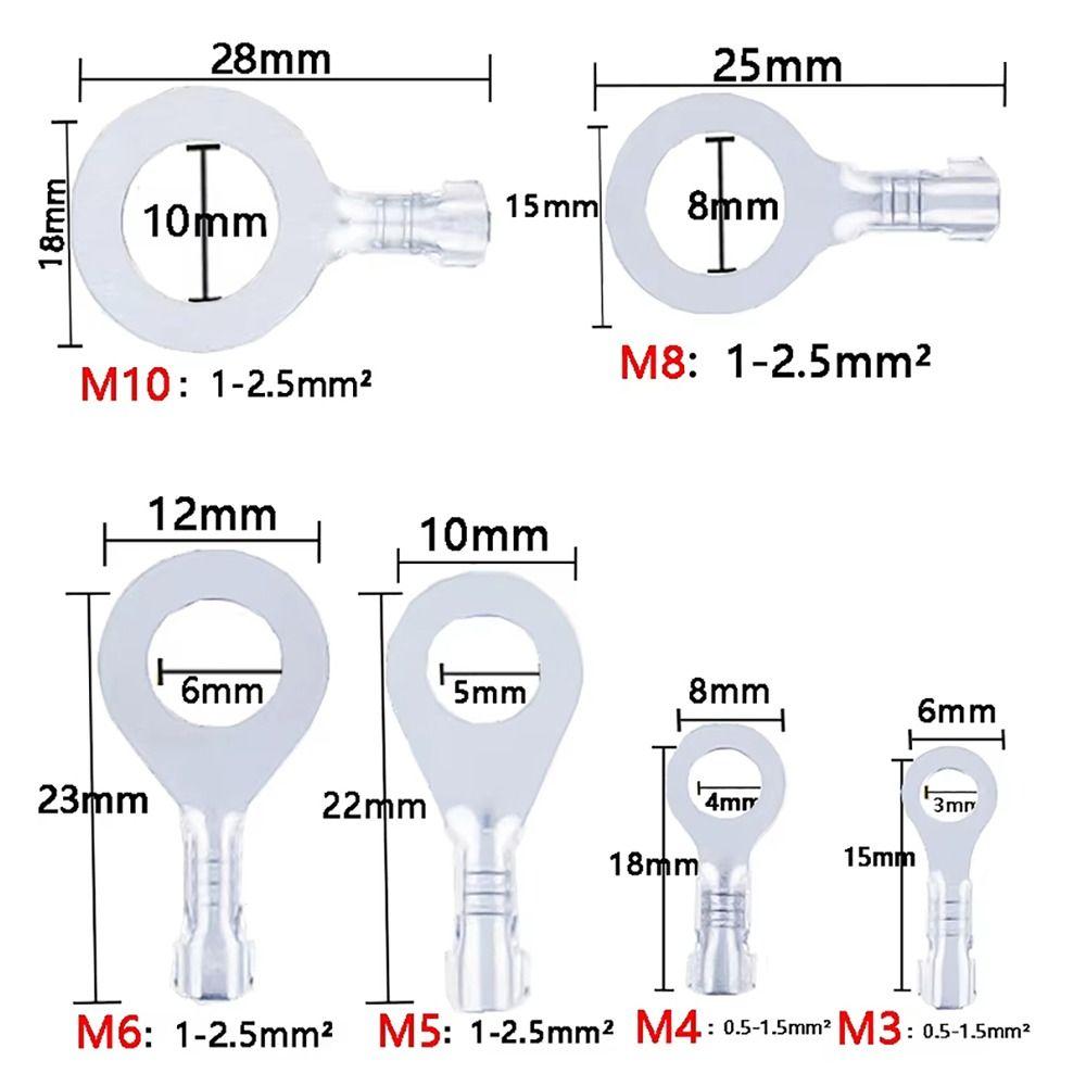 100 шт. Луженые кольцевые наконечники M3/M4/M5/M6/M8 Проводной соединитель Новый клеммный блок DJ431