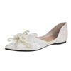 Pearl Single Shoes Pointed Flat Bottom Small Fragrant Wind 2025 New Summer Temperament Hollow Laden Shoes One Pedal Large Size Women's Shoes