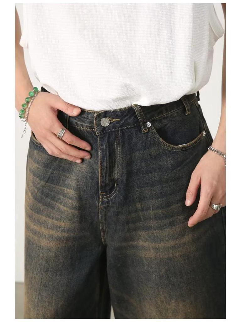 Мужские темно-синие джинсовые шорты с широкими штанинами 7-Point