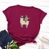 Funny Sloth Alpaca Print T Shirt Women Short Sleeve O Neck Loose Tshirt Summer Women Tee Shirt Tops Camisetas Mujer