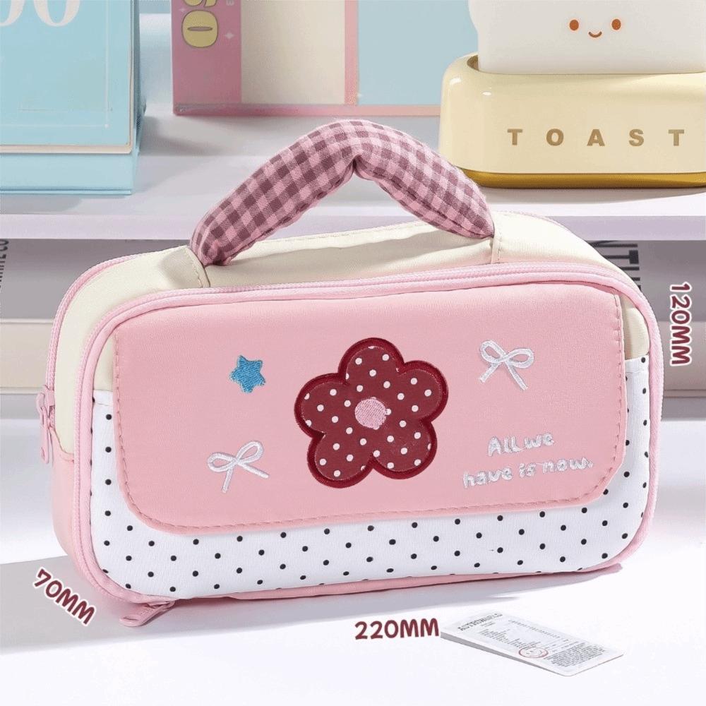 Zipper Pencil Case Soft Handle Pen Pouch Cute Style Pencil Box Office Use