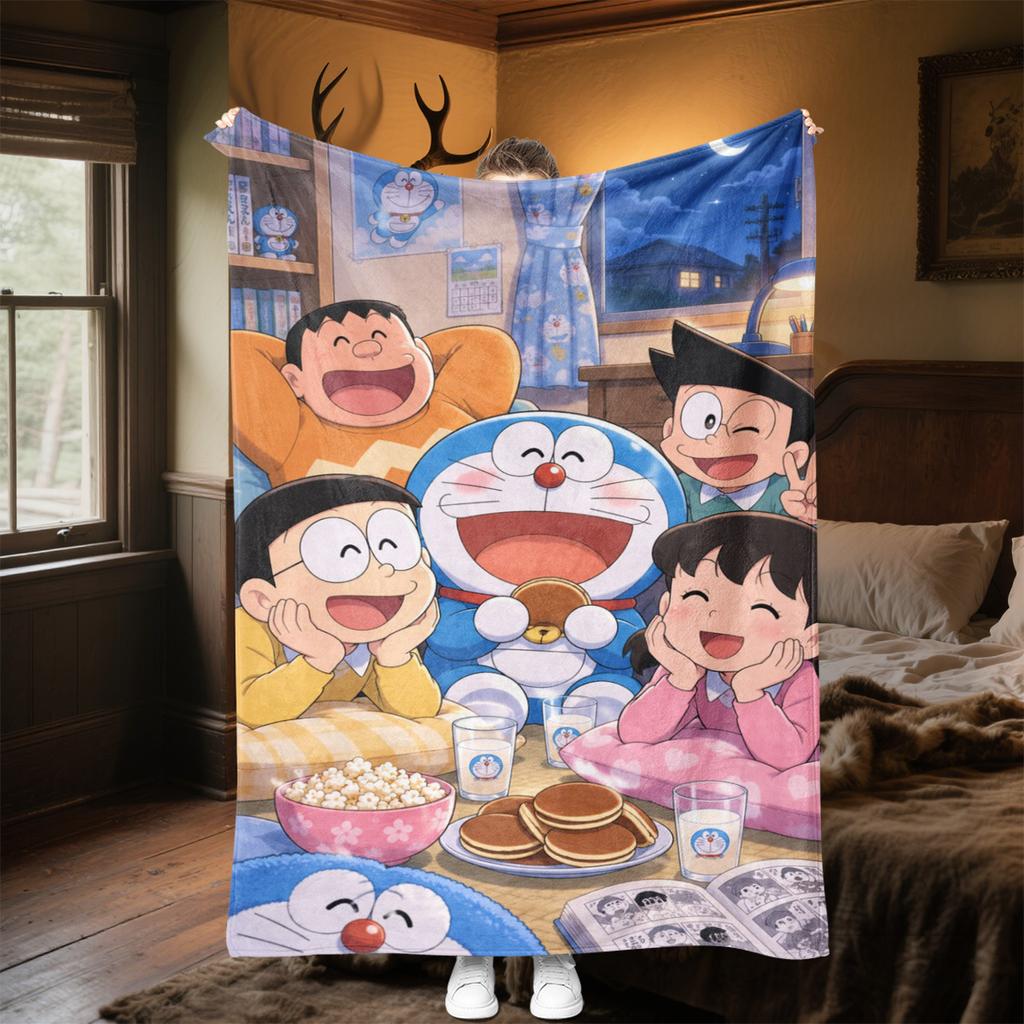Doraemon Plush Blanket Soft Comfortable All Seasons Perfect Gift Couch Office Nap Outdoor Travel Blanket
