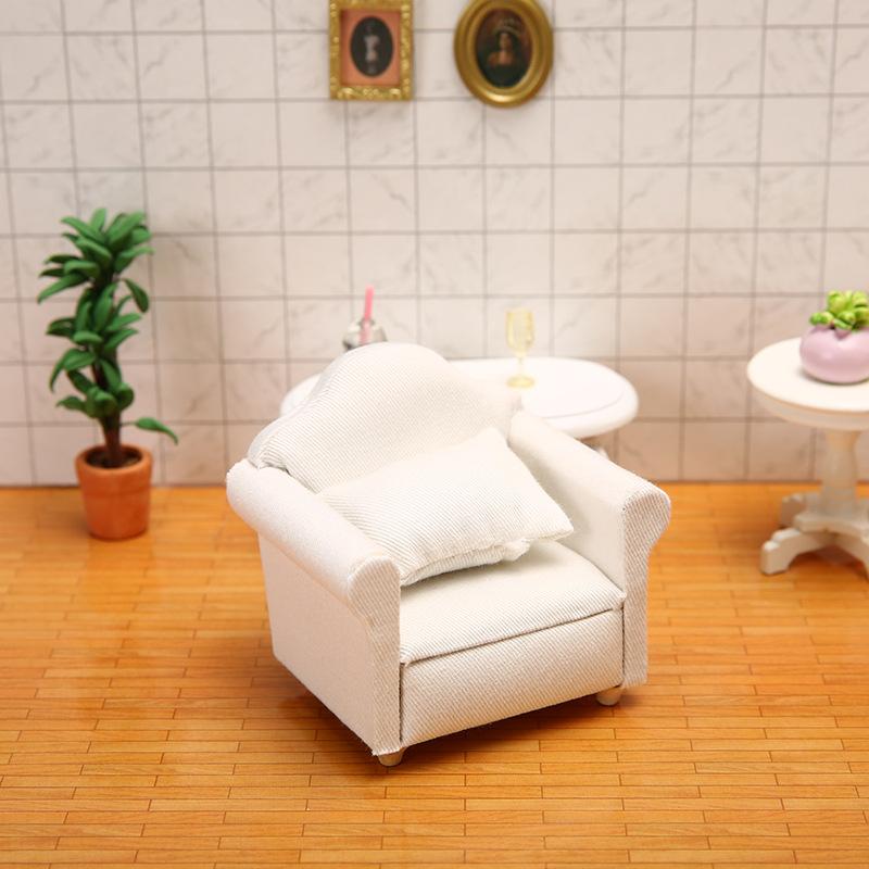 Мини-диваны Кукольный домик Диван Миниатюрная мебель Белый Декор Реквизит для фотографий Модель дивана для мини-дивана Мебель Мини-мебель Мини-диван Деревянный набор
