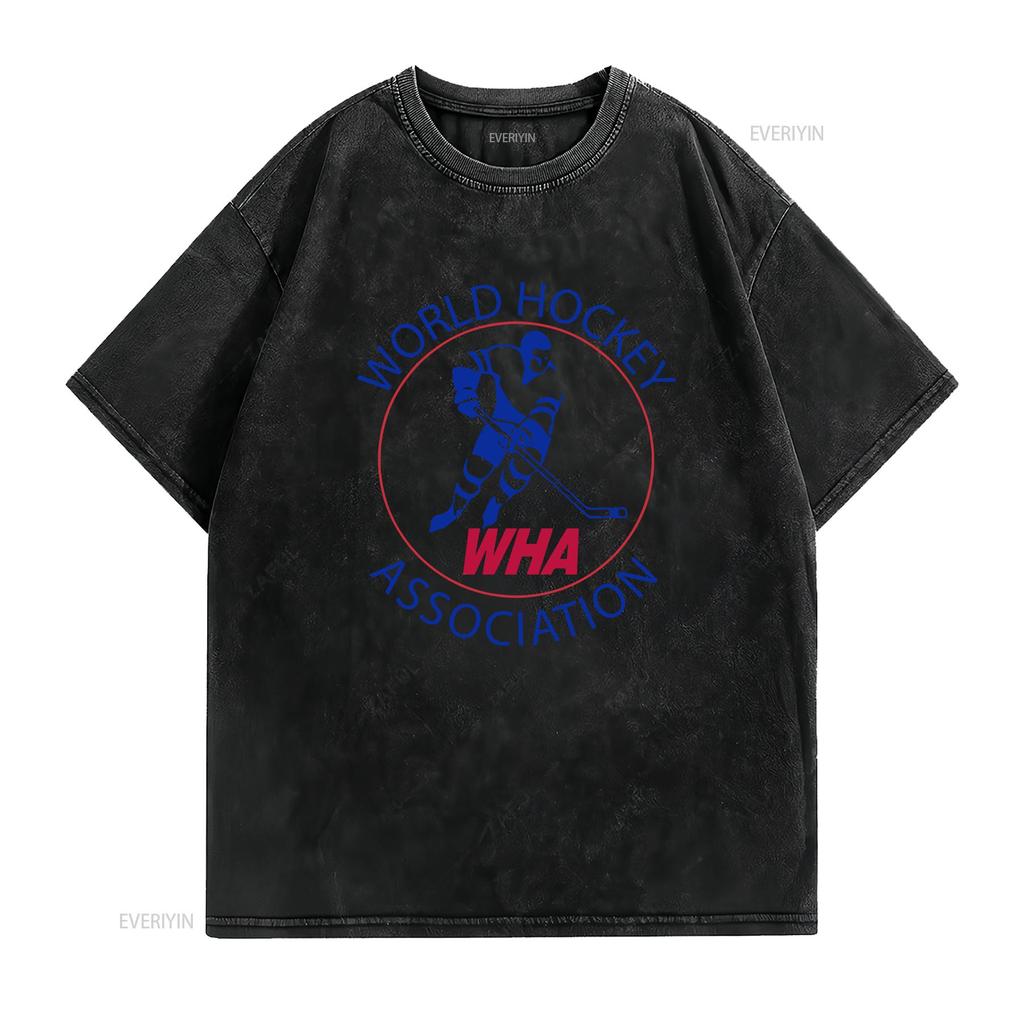 WHA World Hockey Association 1972 T Shirt vintage Washed designer clothes Breathable Slightly fashion streetwear