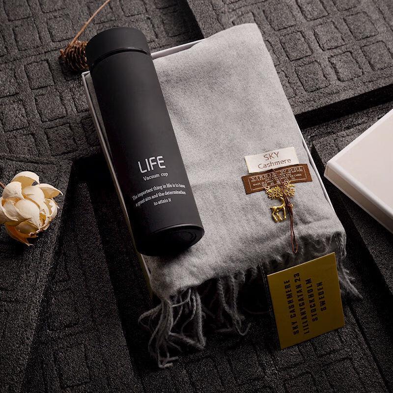 Men's AQ Scarf, Gloves & Thermos Winter Set