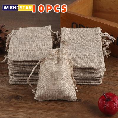 10 шт. мешок из мешковины на шнурке из джута подарок своими руками свадебный подарок сумка для упаковки конфет шоколадных украшений