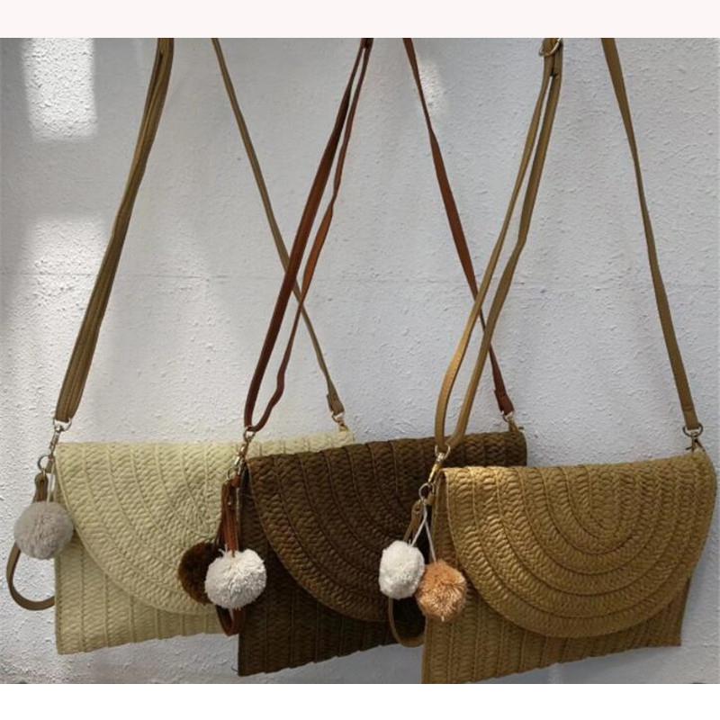 Летняя пляжная соломенная подвеска с шариком, женские дорожные сумки через плечо через плечо