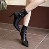 Pointed Toe Women Ankle Boots Leather Fashion Elegant High Heels Shoes 2025 Trend Designer Pumps Gladiator Goth Botas De Mujer