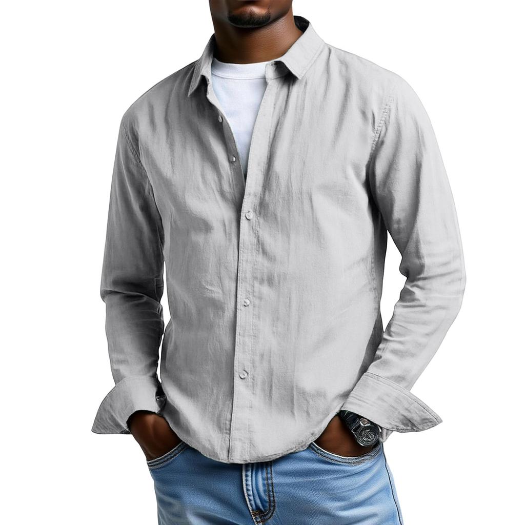 Men's Long Sleeves Flip Collar Retro Loose Shirt