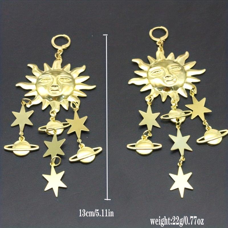 Золотые/серебристые серьги с подвесками в виде солнца, звезды и планеты, элегантный стиль, креативный подарок для женщин и девочек, на каждый день, на каждый день