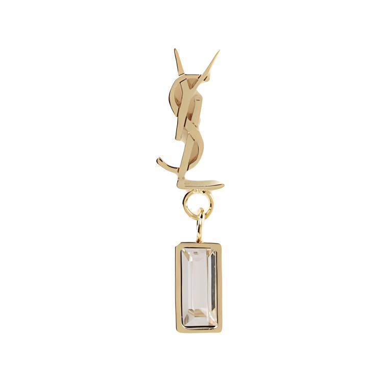 Saint Laurent Logo Pattern Brass/Glass Single Earring Women earrings Gold 746624Y1526