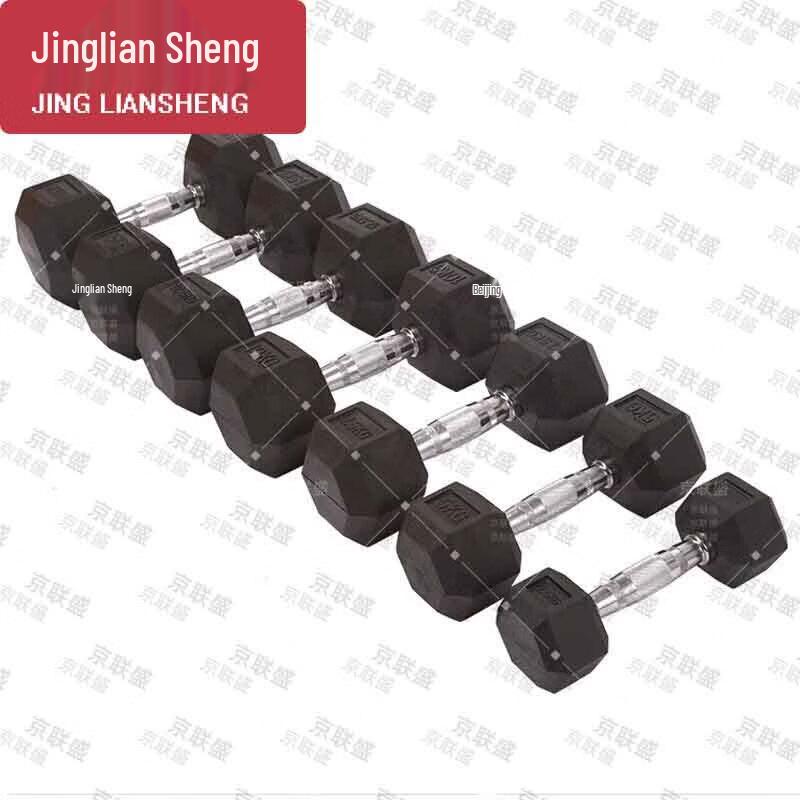 Шестигранная гантель с резиновым покрытием Jingliansheng