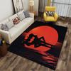 Silhouette Art Red Circle Carpet suitable as a non-slip mat for the living room or bedroom sofa