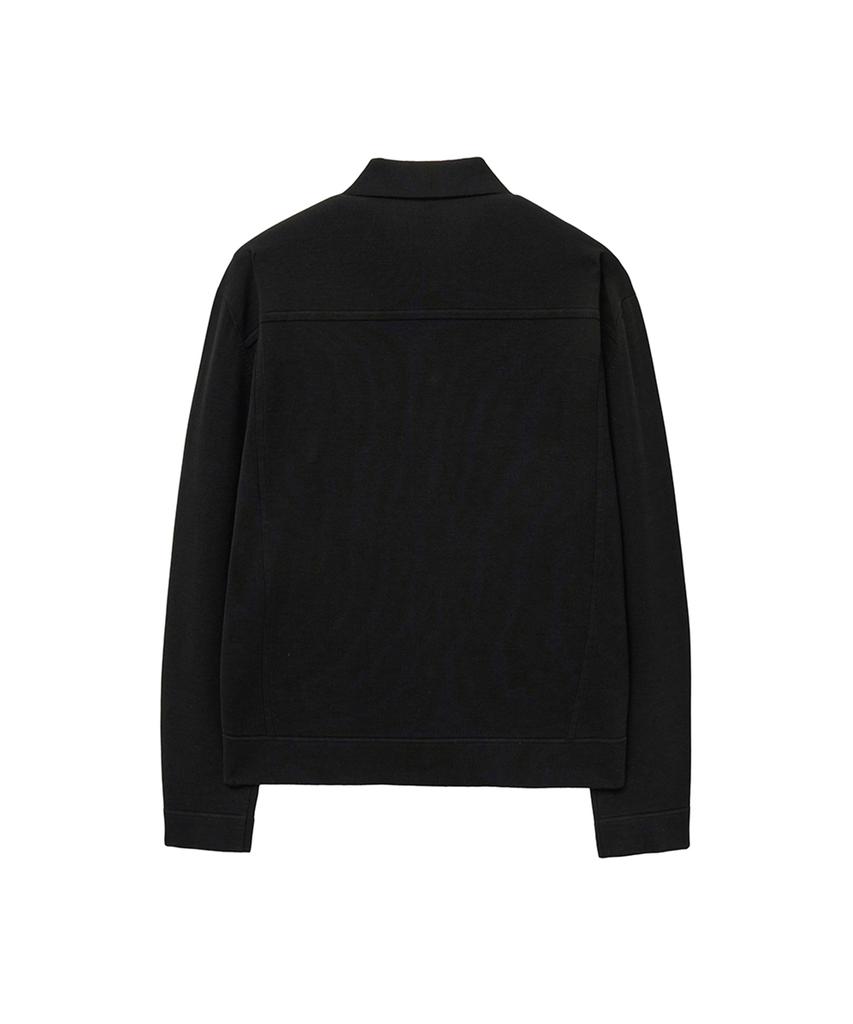 Iolo Ice Cotton Knit Trucker Jacket_Jet Black