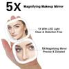 Travel Mirror with Lighting 1X/5X Magnifying Makeup Mirror USB Charging LED Compact Mirror for Handbag and Pocket Beauty Gift