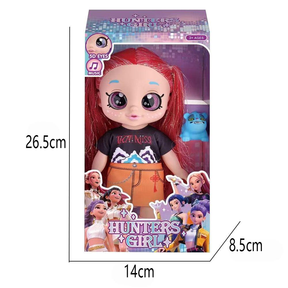 Hot Demon Hunters Fashion Doll with Purple Braids Interactive Music Doll with 5D Eyes Pet Toy Perfect Play Set Gifts for Childs
