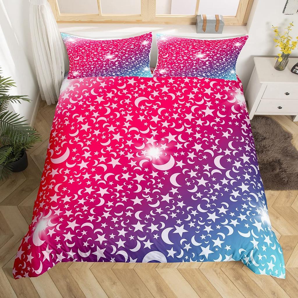 Блестящий принт «звезда-радуга» King Queen, пододеяльник Ombre, цветной комплект постельного белья для мальчиков и девочек, детский пастельный полиэстеровый чехол для одеяла