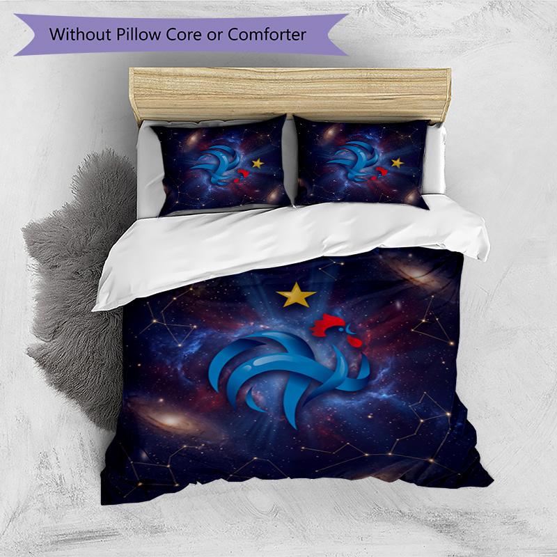 France Football Printed Bedding 3 Piece Set Cozy Breathable Bed Cover Set as Housewarming Holiday Gift
