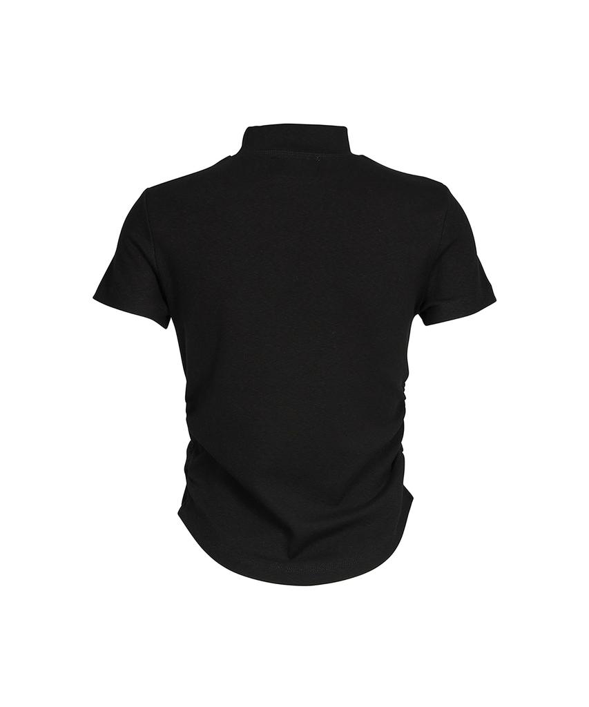OEUVA Black Soft Half-Neck Short Sleeve Top