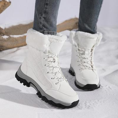 Женские зимние сапоги Plus Snow Boots Casual Suede Medium Warm High Top Cotton Shoes Large Antislips Solid Color Strap Up Rope