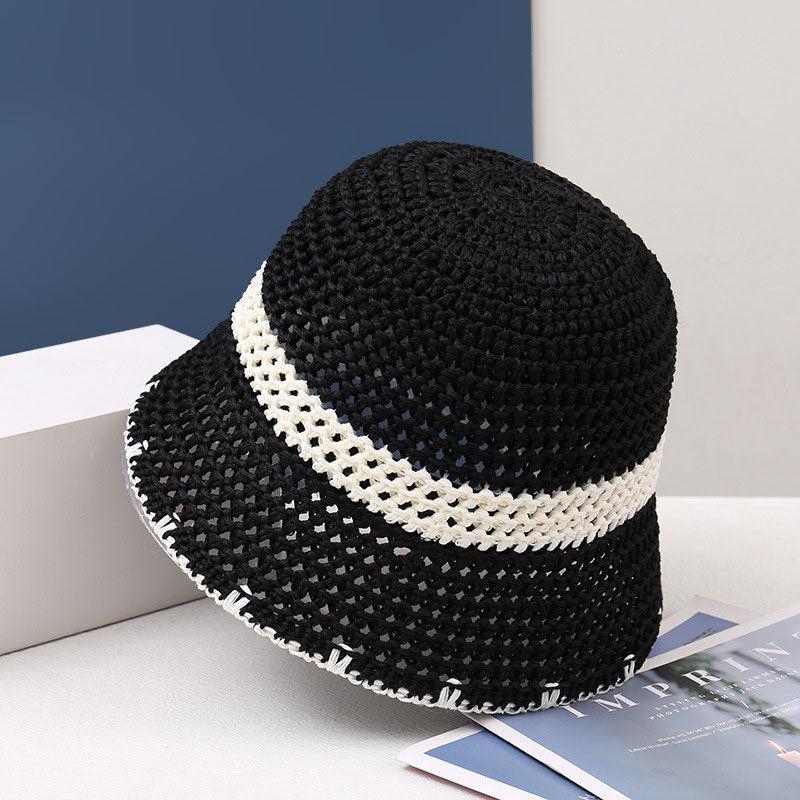 Вязаная панама с маленьким лицом, полая и дышащая плетеная шляпа из папируса, складная весенне-летняя шляпа-тазик с козырьком от солнца
