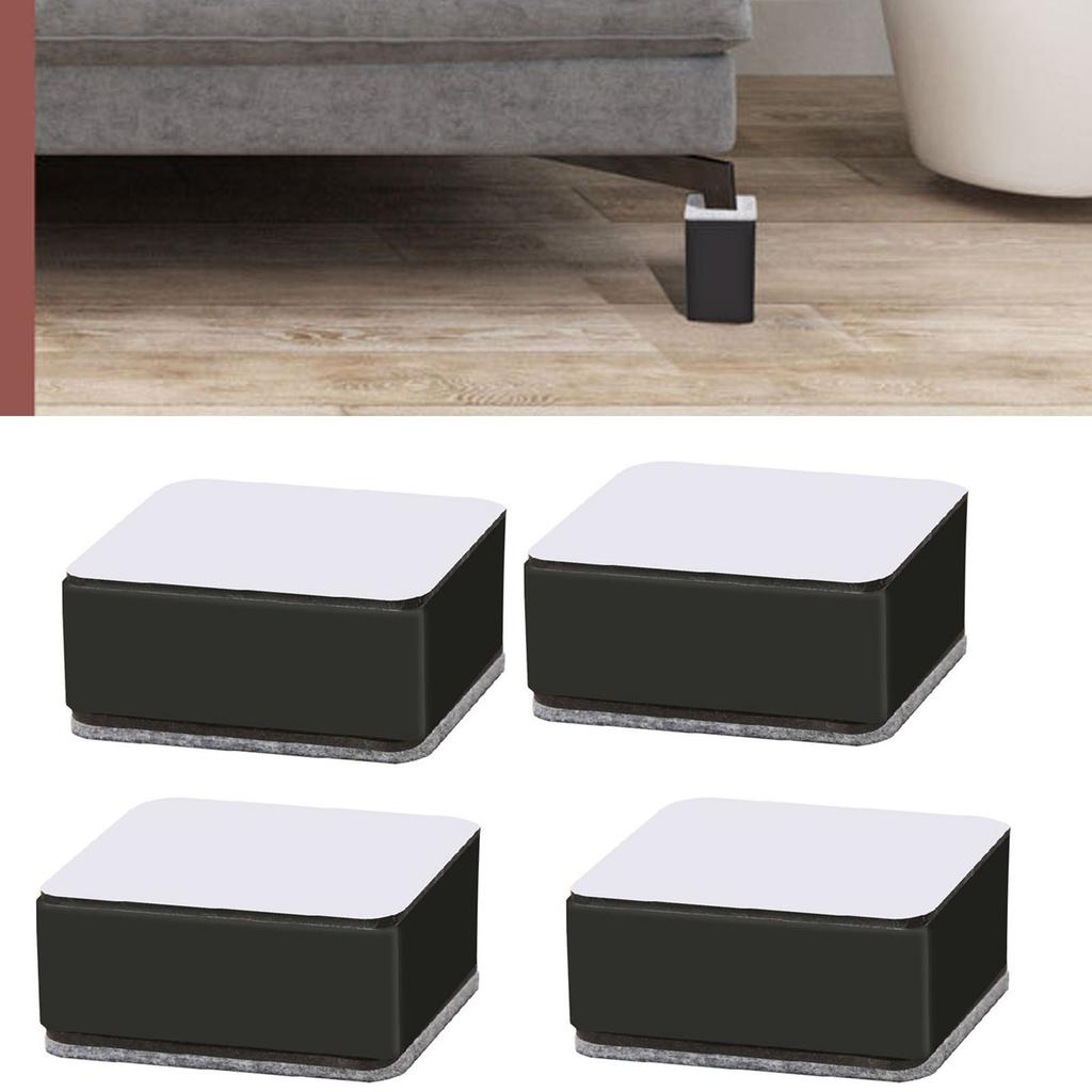Carbon Steel Furniture Risers Self Adhesive Furniture Lift Anti Slip Low Noise Bed Lifter with Felt