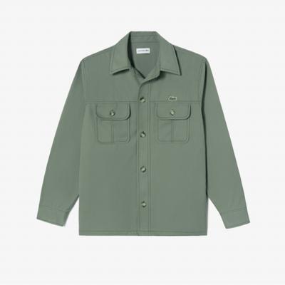 Мужская рубашка из твила с открытым воротником [хаки]