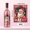9pcs Christmas Decoration Wine Bottle Waterproof Stickers 5x3.93inch Christmas Wine Label, Christmas Party Decoration