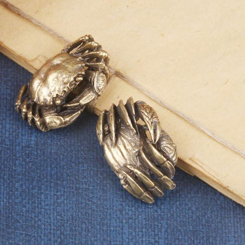 Антикварная медная мини-статуэтка краба, украшение для чайного питомца, чистая латунь, миниатюрная фигурка животного, винтажные аксессуары для украшения дома