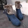 Winter Shoes Women High Heels Boots Fur Warm Shoes Fashion Modern Ladies Super Square High Heel 10cm
