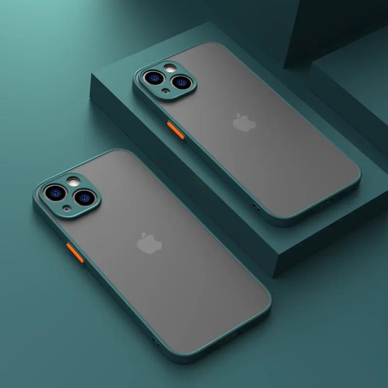 Ударопрочный тонкий матовый чехол для iPhone 15 16 13 12 11 14 Pro Max Plus Mini XR XS X силиконовый бампер прозрачный жесткий чехол Capa funda