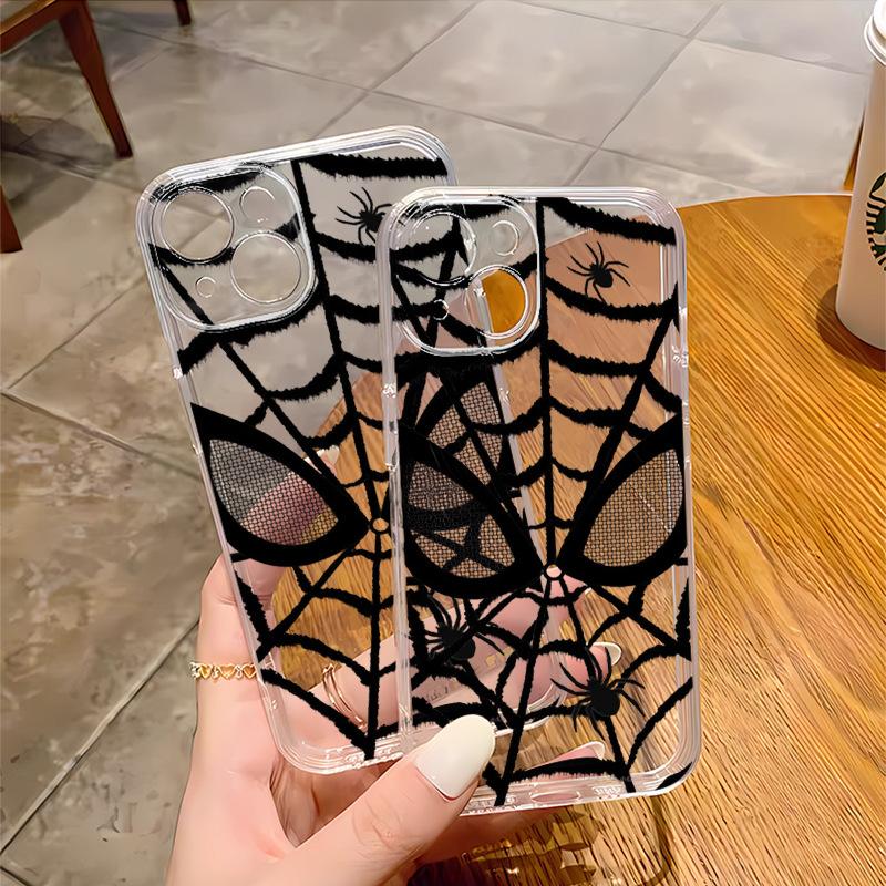 Взрывной паутинный чехол для внешней торговли подходит для iPhone 16 легкий и тонкий прозрачный чехол со всех сторон Apple 17promax мягкий чехол защита