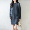 Women Sweater Dress 100% Wool O-neck Knit Long Pullover Winter Jumpers Wool Long Dress Female