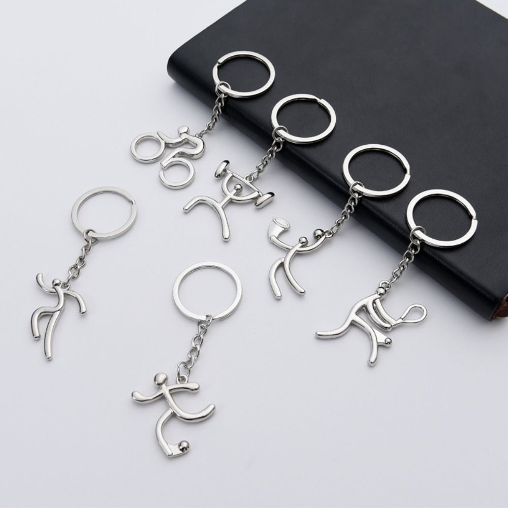 Running Key Ring Ornaments Bicycle Zinc Zinc Alloy Pendant Simple Metal Sports Logo Keychain  Gift
