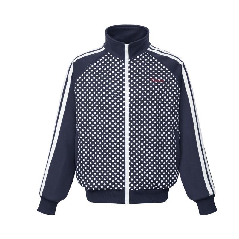 Magic Bear Vintage Polka Dot Zip Sweatshirt Couples Stand Collar Loose Fit Casual Top