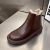 Зимние туфли на плоской подошве женские зимние ботильоны короткие плюшевые дизайнерские кожаные хлопковые туфли 2025 года тренд зимние теплые удобные повседневные ботинки женские