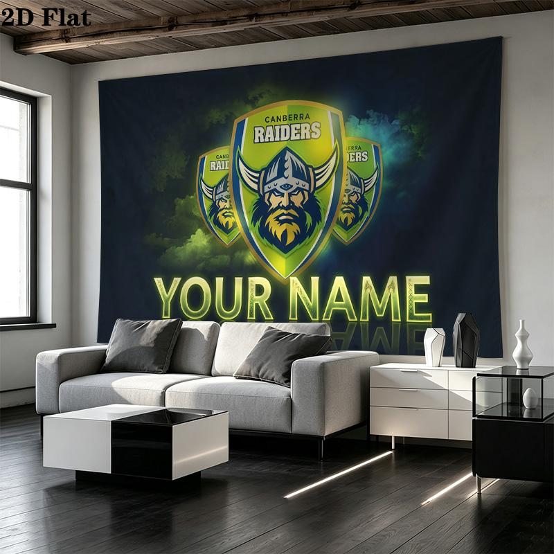 Custom Name Canberra Raiders Printed Tapestry – Wall Hanging for Bedrooms, Dorms, and Home Decor