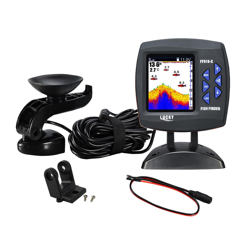 Fish Finder Wireless Sonar Sensor Fishing Depth Finder Locator Fishfinder with Wired Transducer for Boat Kayak Fishing