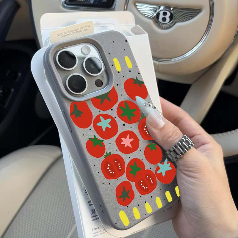 Чехол для iPhone 11 12 13 14 15 16 Pro Max Новый Креативный принт с помидорами Узор личи Чехол для iPhone XS Max X XR 16 Plus 16e