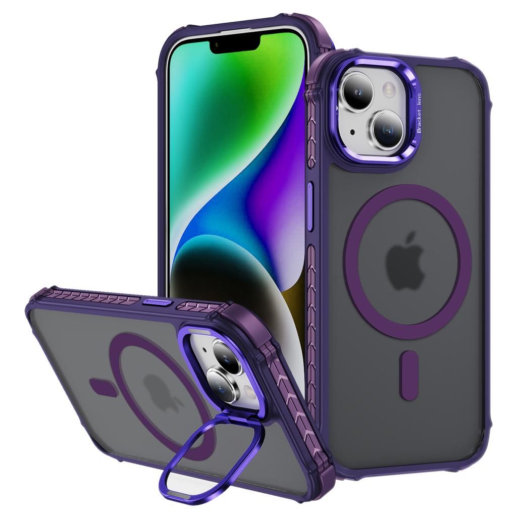 Чехол для iPhone 14/13 с подставкой для объектива, матовая задняя крышка, совместимая с MagSafe
