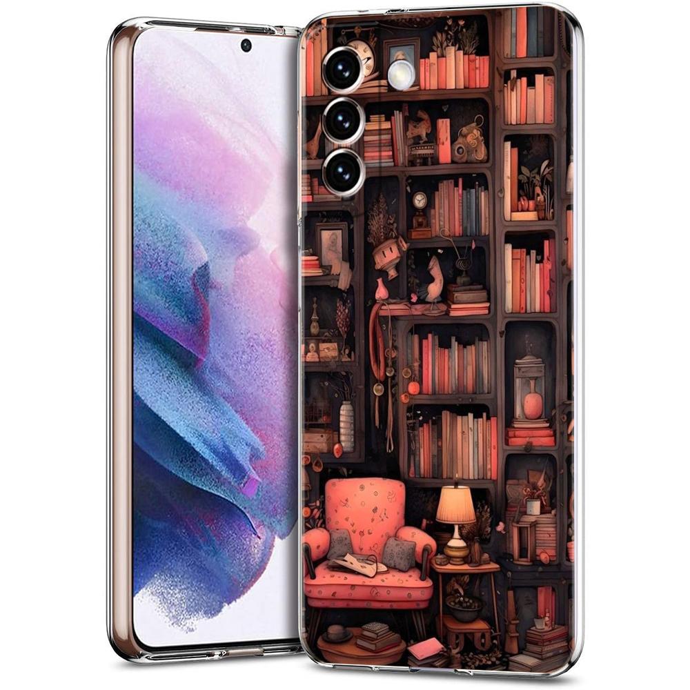 Read Books illustration Transparent Cover for Samsung Galaxy S24 S23 S22 S20 S21 FE Ultra S24 S23 S10 S10E S9 Plus 5G Phone Case