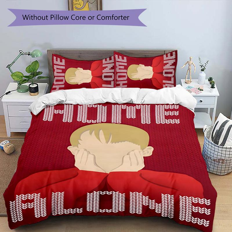 Home Alone 3pcs Bedding Set Duvet Cover Closure Includes 1 Duvet Cover & 2 Pillowcases for All Seasons Bedroom Home Dorm Decor