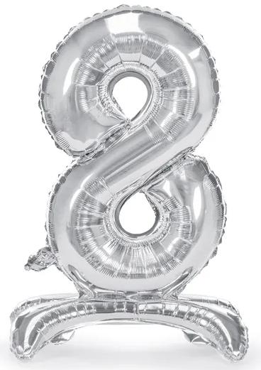 Standing Foil Balloon Number 8 70cm Silver