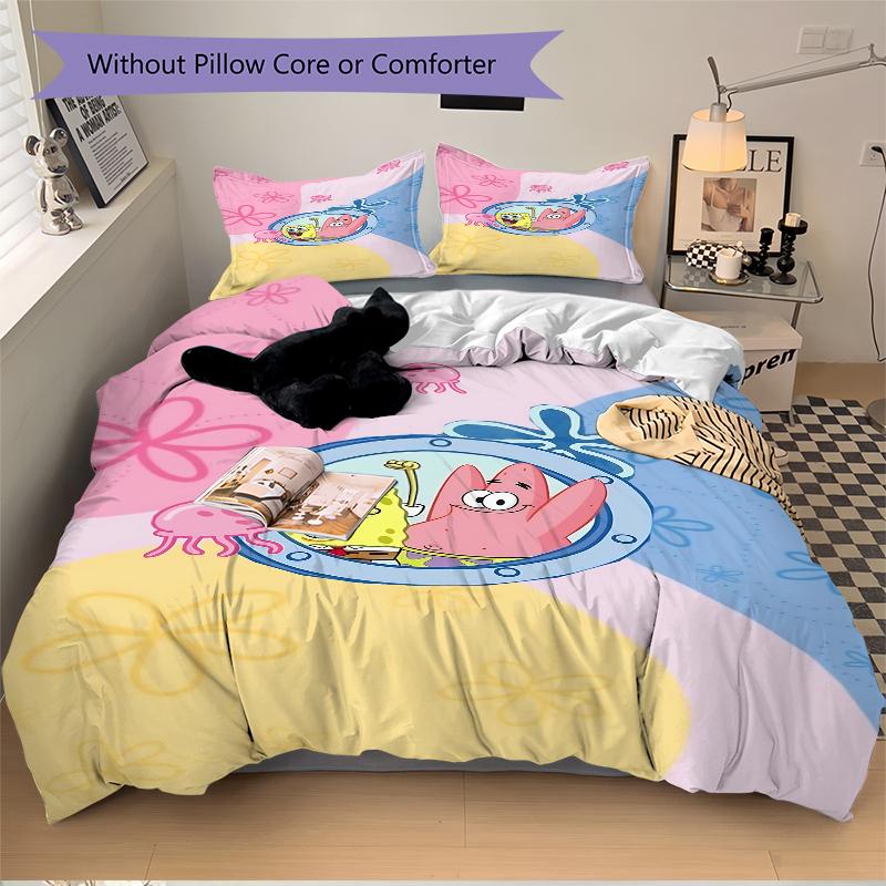 3Pcs Spongebob Patrick Adventure Bedding Sets For All Sizes New 3D Printed Bed Cover Comforter Duvet Cover Pillowcase Bedroom Decoration
